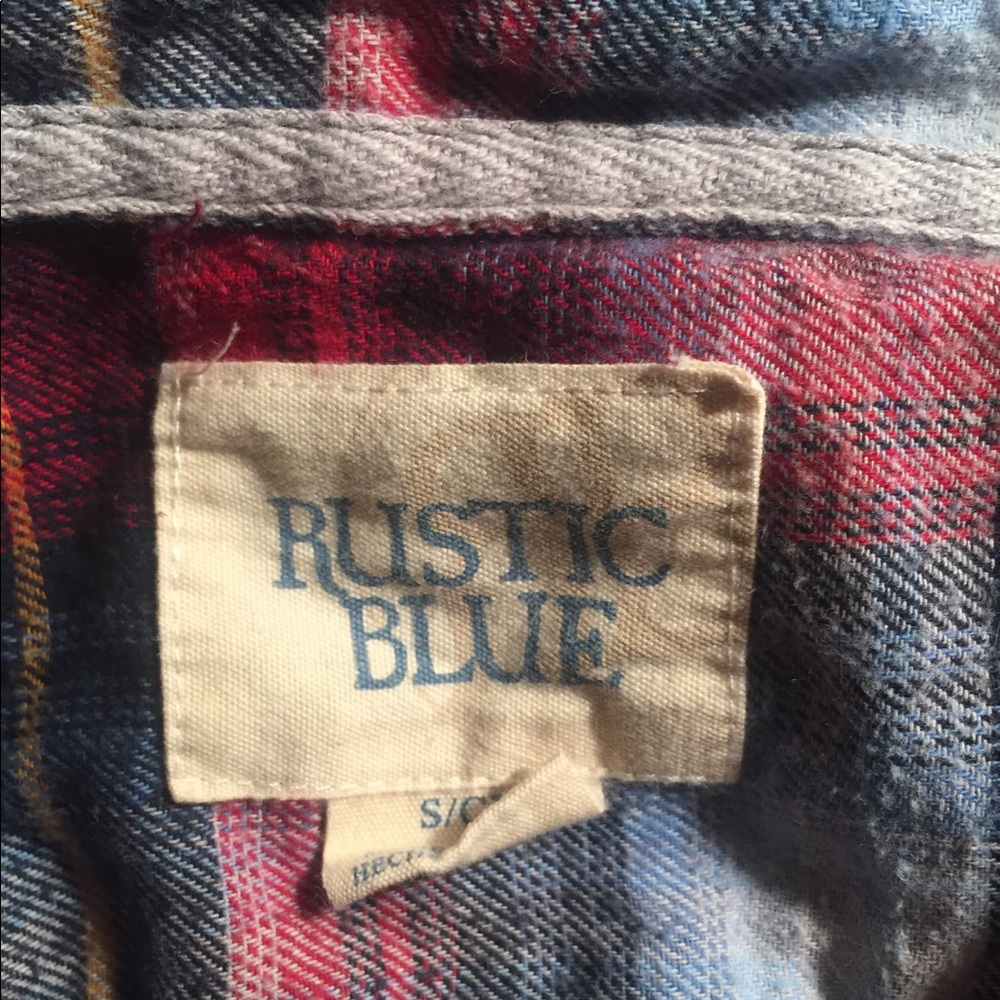Rustic Blue, Small, Red Plaid, Button Down - Picture 3 of 7